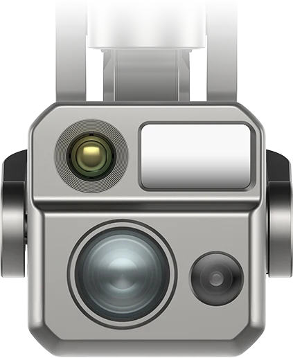 Gimbal Fusion 4N V2 von vorn: lichtstarke Nachtsichtkamera, Weitwinkelkamera, Wärmebildkamera und Laser-Entfernungsmesser