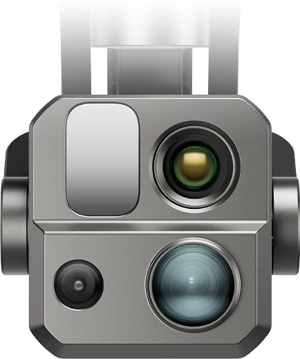 Gimbal Fusion 4T V2 von vorn: Zoom-Kamera, Weitwinkelkamera, Wärmebildkamera und Laser-Entfernungsmesser